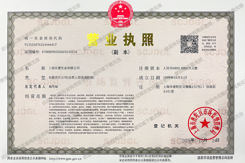 上海实建实业营业执照